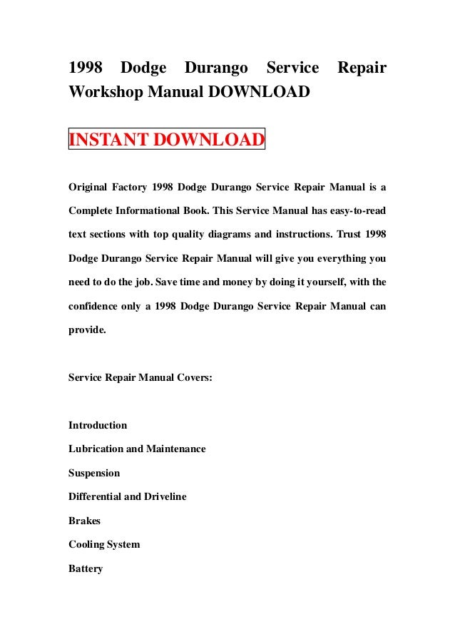 1998 dodge durango owners manual download