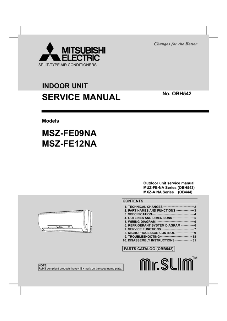 mitsubishi msz ge24na service manual