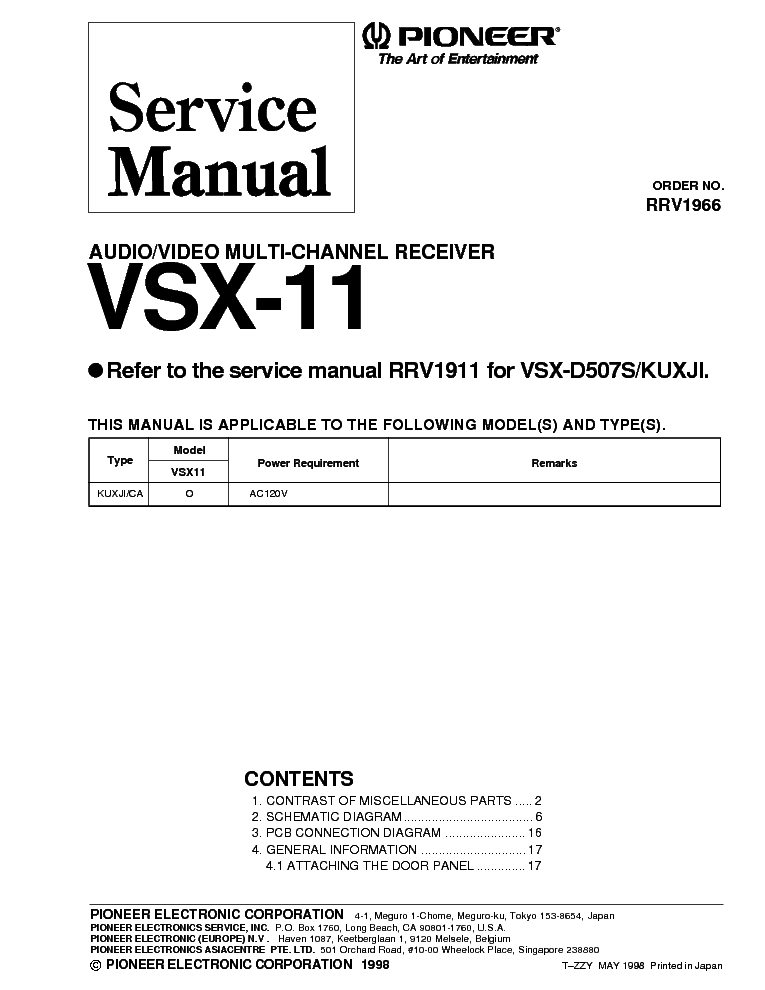 pioneer sa 608 service manual