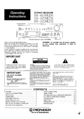 pioneer sx 205 user manual